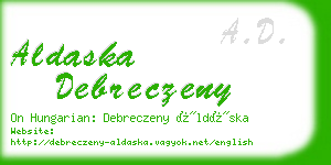 aldaska debreczeny business card